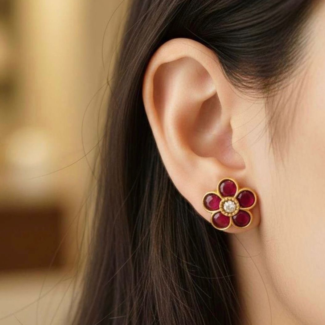 FLORAL SILVER EARRINGS