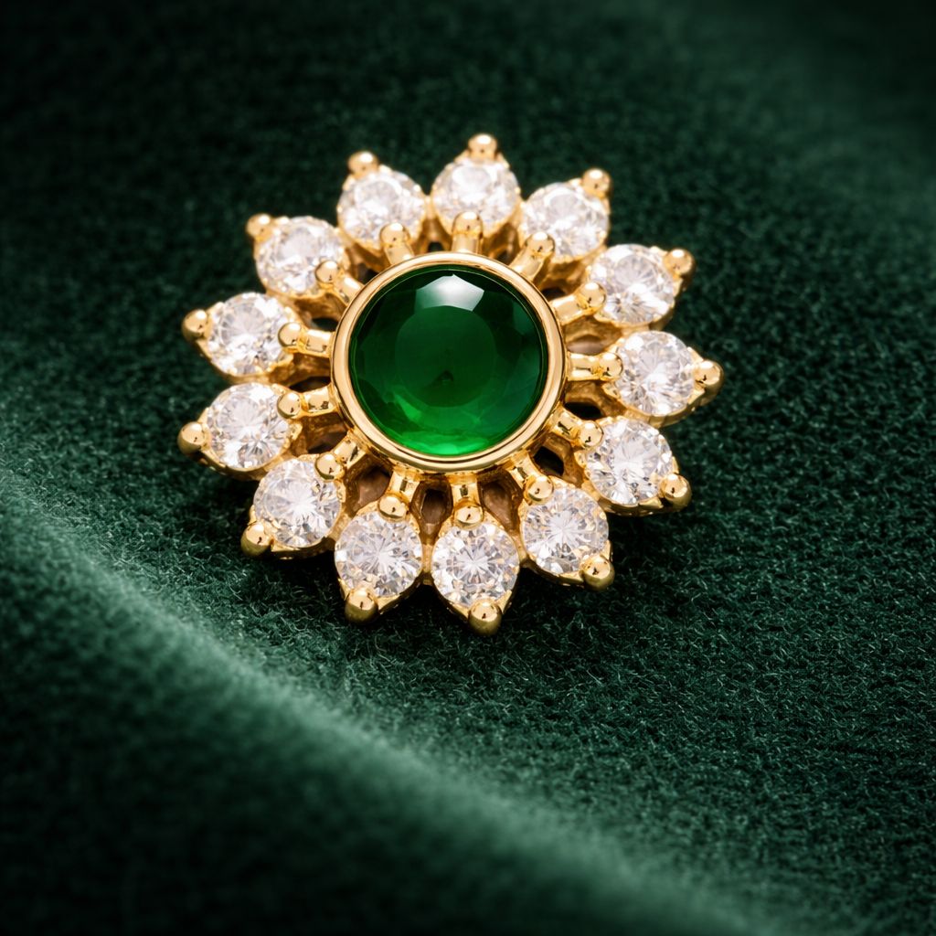 GREEN ROUND FLOWER - STICK ON