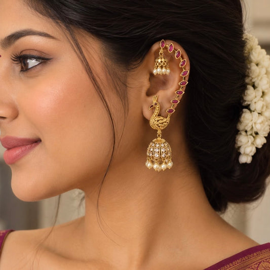 PEACOCK WHITE EARRINGS