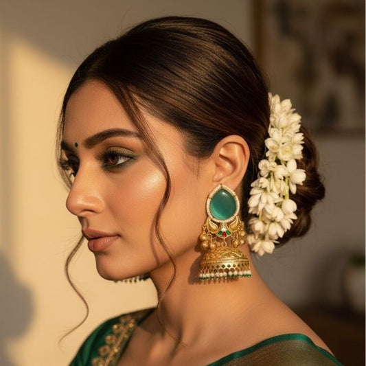 GREEN PEARL DROP IMITATION EARRINGS