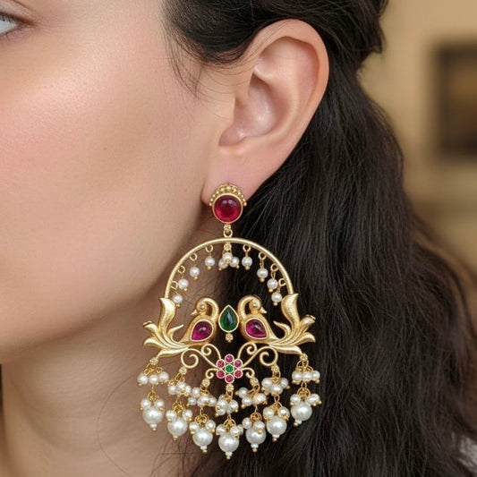 DANGLING PEACOCK IMITATION EARRINGS