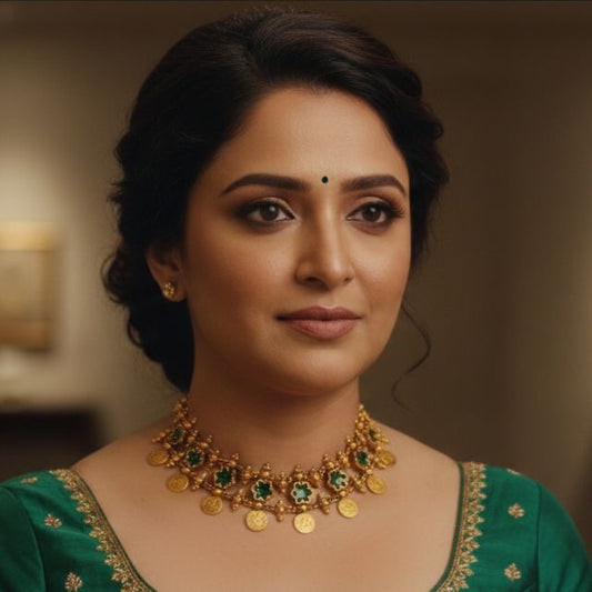 GREEN FLOWER IMITATION CHOKER