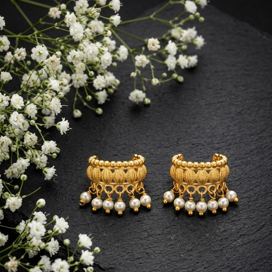 SILVER PEARL EARCUFFS PRESS ON - 02