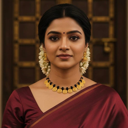 SILVER KAASU GREEN STONE CHOKER