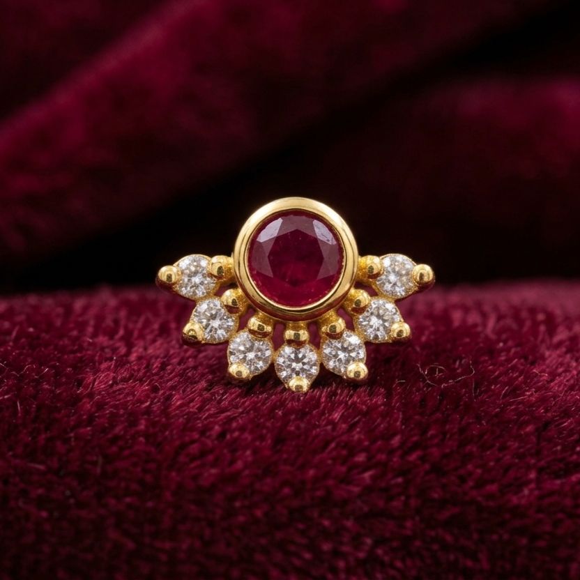 PINK ROUND HALF FLOWER - STICK ON