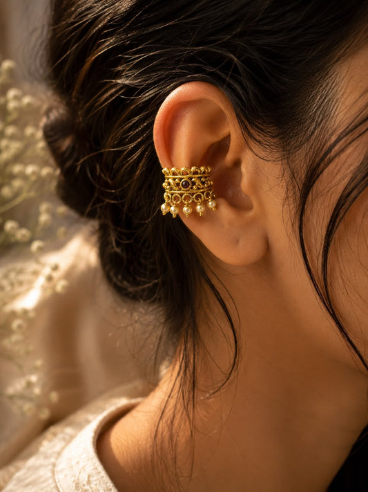PINK SILVER PEARL EARCUFFS PRESS ON